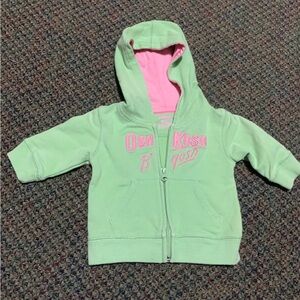Vintage OshKosh B'gosh Green and Pink Baby Hoodie